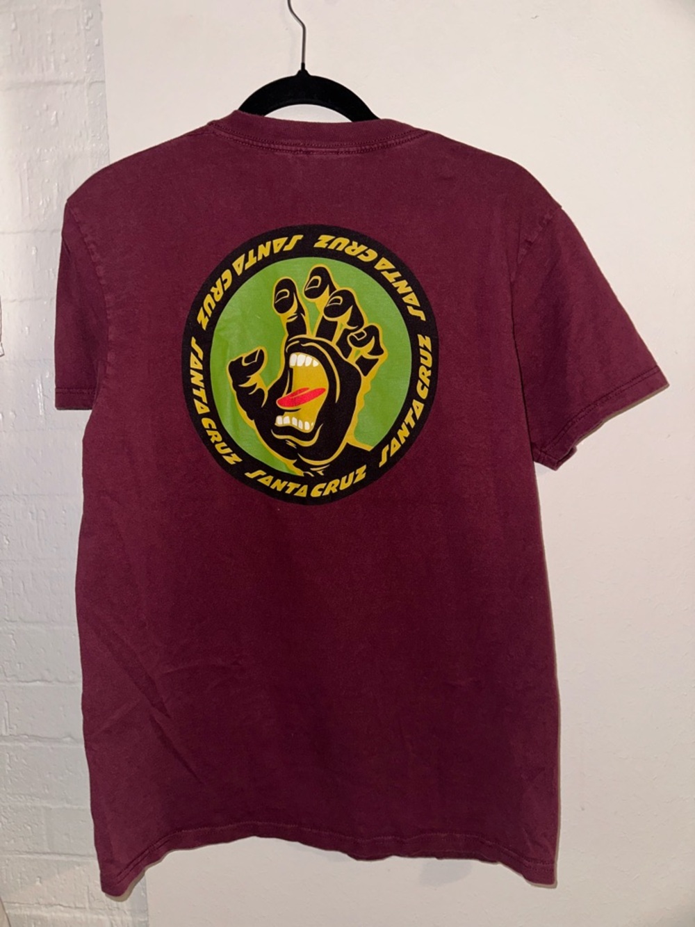 Santa Cruz Skateboards Maroon Short Sleeve Screaming Hand Tee
